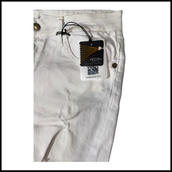 NWT HIDDEN JEANS DISTRESSED WHITE BOYFRIEND SLIM - Picture 7 of 7